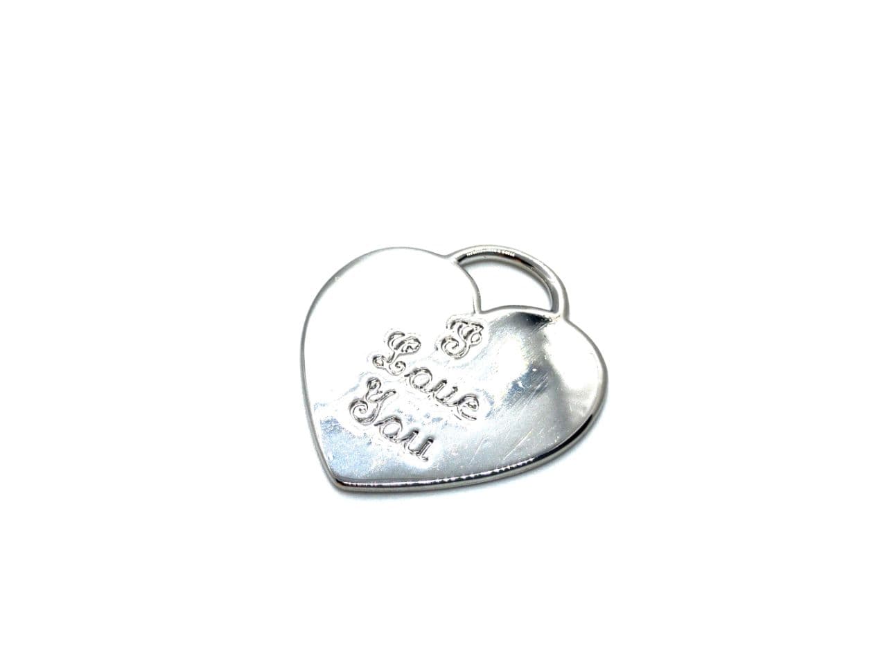 Подвеска сердце крупное с надписью &quotI love You" цвет серебро размер 30*28мм