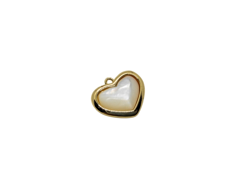 Подвеска сердце с натуральным перламутром; цвет золото, размер 12*15мм