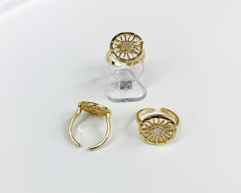 Кольцо безразмерное цвет золото и серебро вставка натуральный перламутр