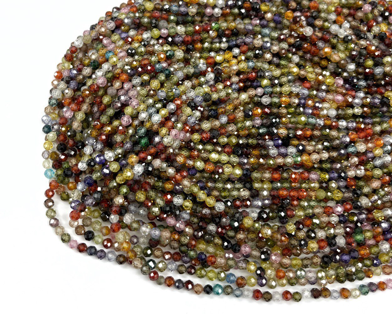 Бусины Циркон натуральный ювелирной огранки размер 2мм мультицвет