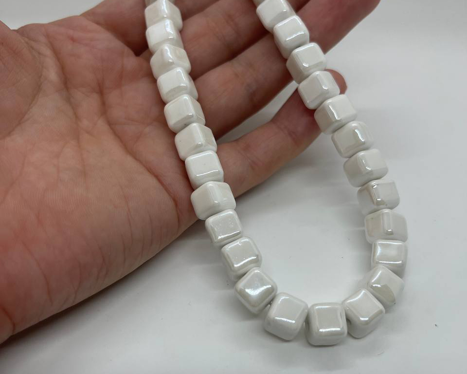 Бусины керамические цвет белый размер 8,5мм