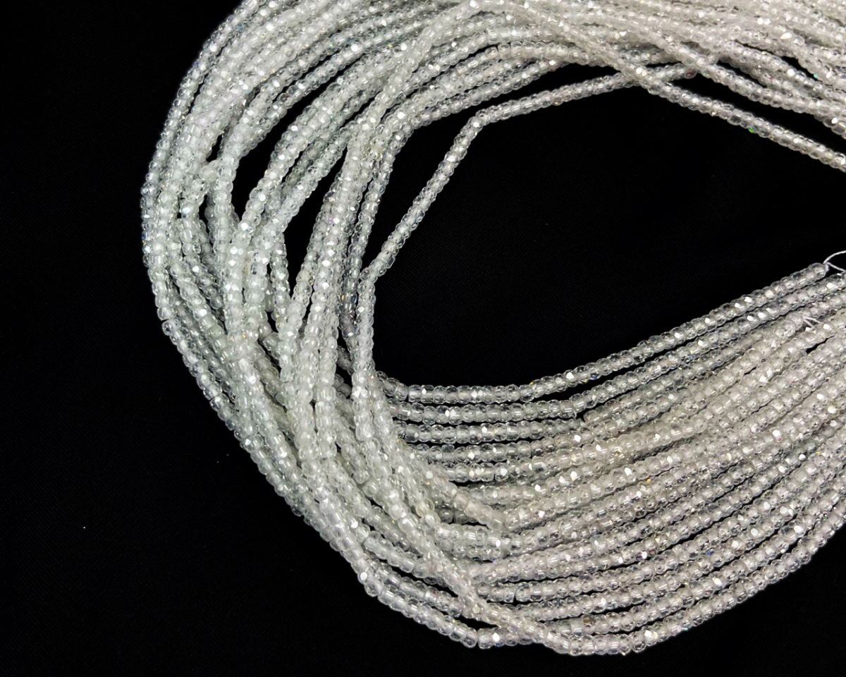 Бусины Циркон натуральный рондель ювелирной огранки размер 2*3мм цвет прозрачный