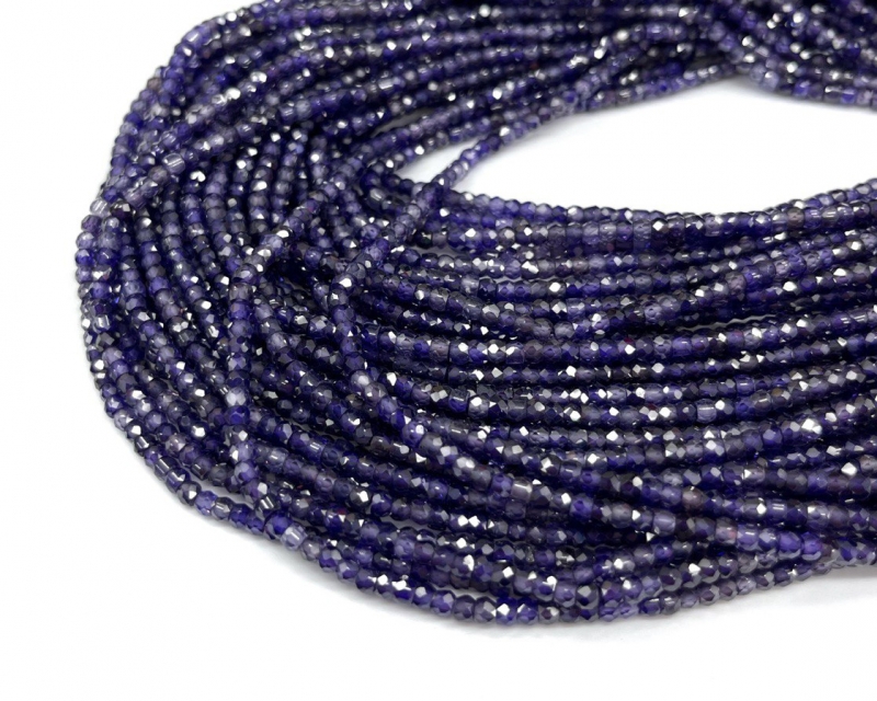 Бусины Циркон натуральный рондель ювелирной огранки размер 2*3мм цвет фиолетовый