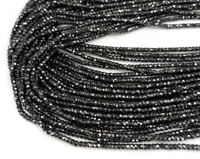 Бусины Циркон натуральный рондель ювелирной огранки размер 2*3мм цвет черный