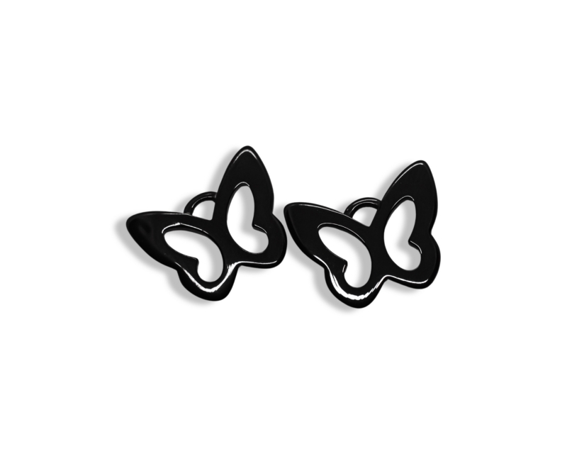 Подвеска из керамики "Бабочка"; цвет черный, 14*17мм