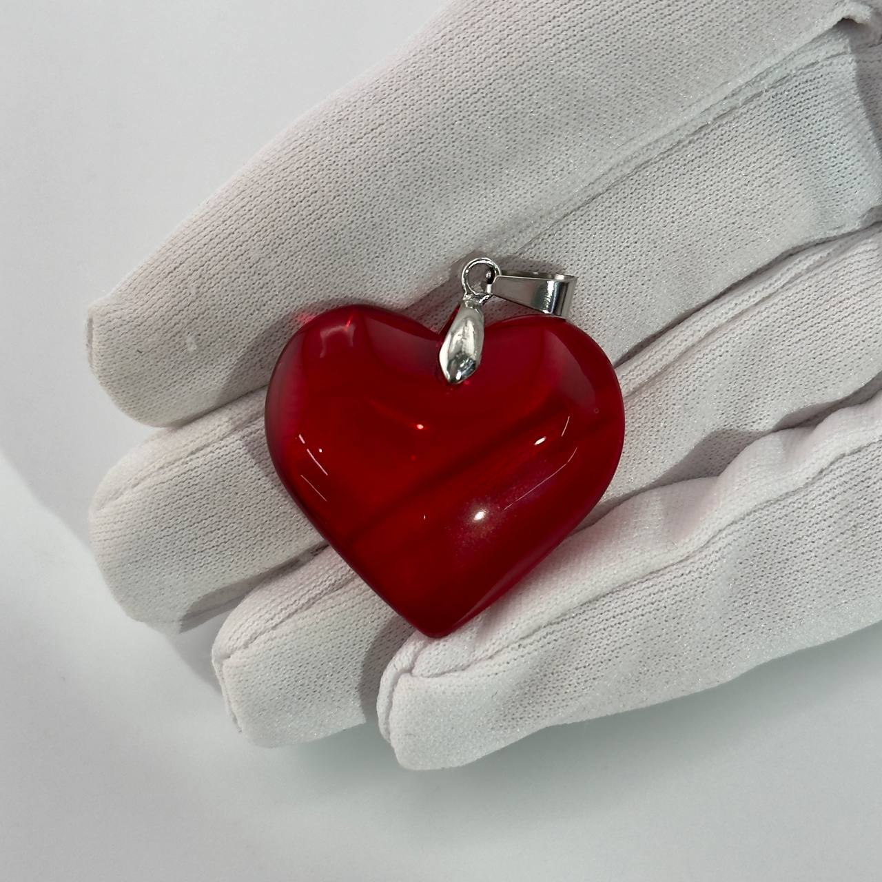 Подвеска из стекла цвет красный размер 35мм