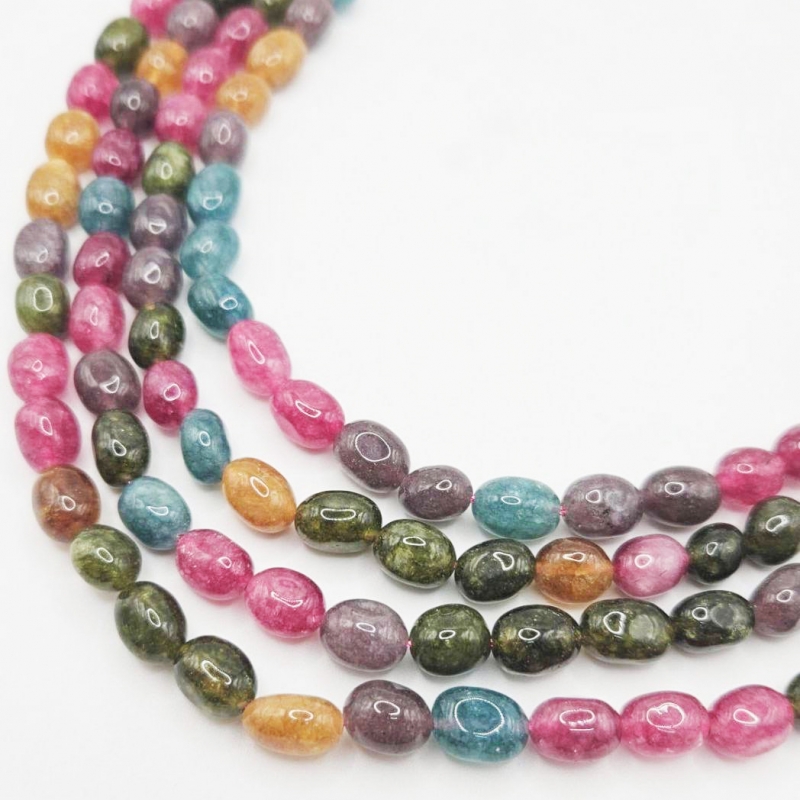 Кварц размер 8*10мм цвет ассорти натуральные бусины