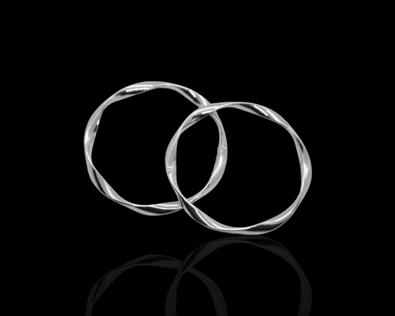 Кольцо крупное витое цвет серебро 39мм Серебро